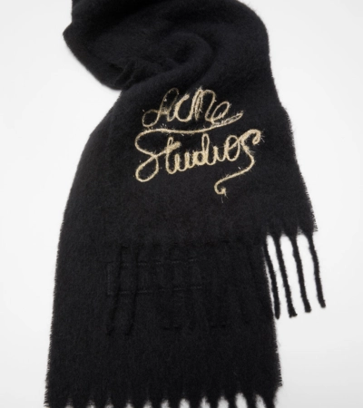 Acne Studios Metallic Logo Wool Scarf