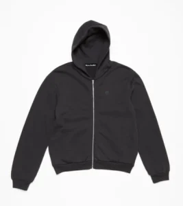 Acnes Studios Face Logo Zip-up Black Hoodie